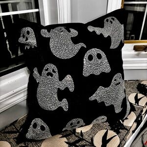 NWT black and white rhinestone ghost pillow